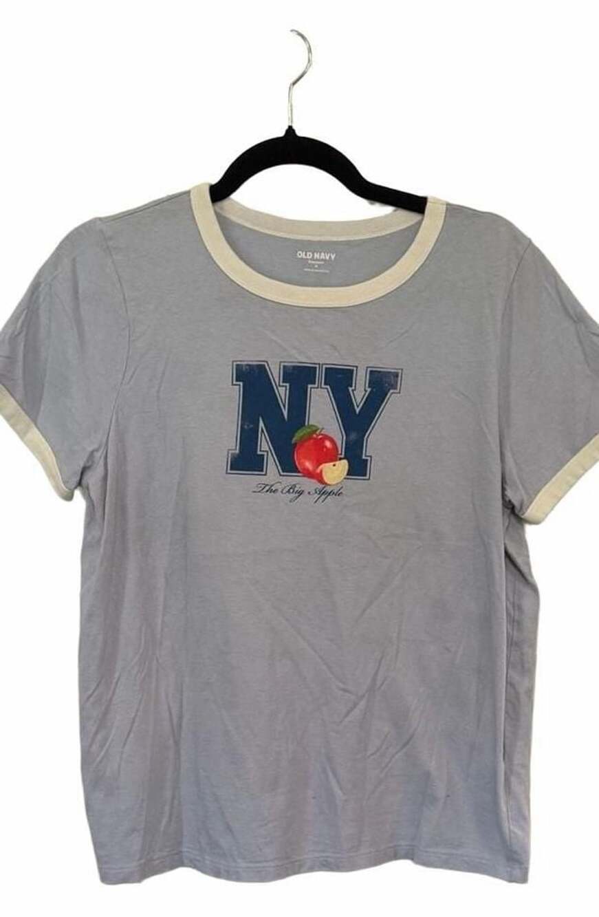Old Navy EveryWear Graphic Ringer T-Shirt New York The Big Apple Blue Medium